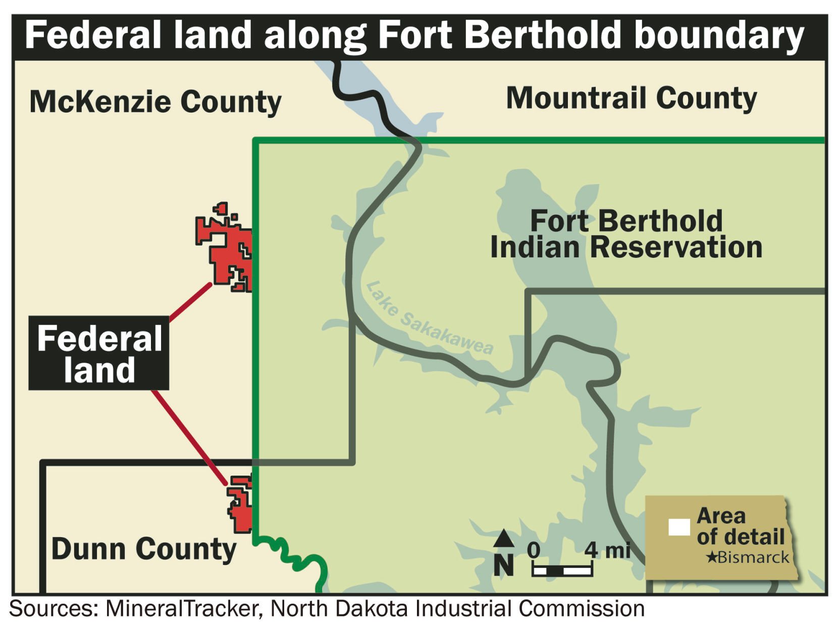 Federal land along Fort Berthold boundary